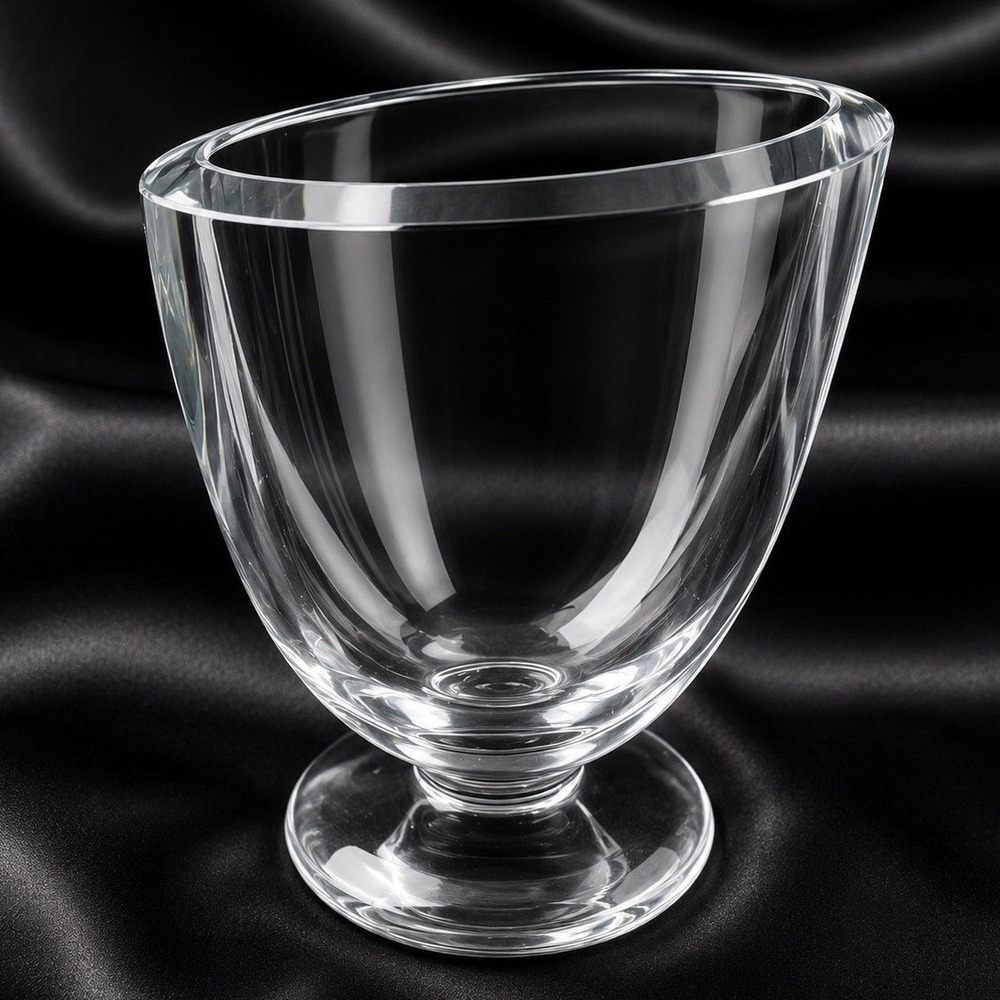 Stromberg Crystal Footed Vase 1960s MCM Swedish Tapered Oval Clear Glass 6.5in